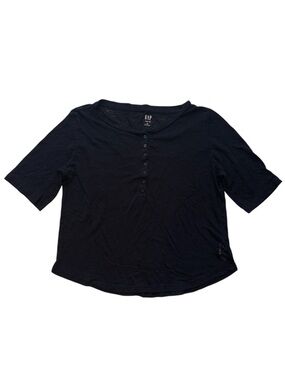 GAP Black Short-Sleeve Henley Top